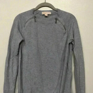 MICHAEL Michael Kors Women's Gray Knit Sweater w/Silver Zipper Accents -Small